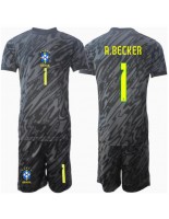 Otroške Nogometnih dresov Brazilija Alisson Becker #1 Vratar Gostujoči Copa America 2024 Kratki rokavi (+ hlače)